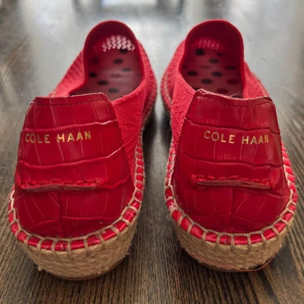 Cole Haan Red Cloudfeel Stitchlite Espadrille Slip-Ons Women’s Sz 7.5